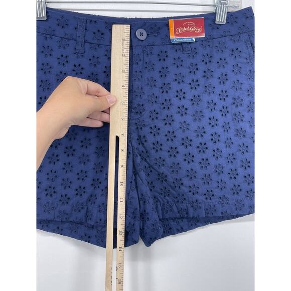 Faded Glory Navy Blue Eyelet Peppy Summer Festival Shorts Size 8 32” Waist NEW - Picture 8 of 8